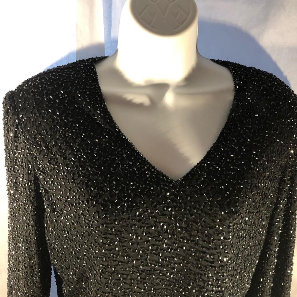 Brilliant by J.A. Sequined black blouse size L
